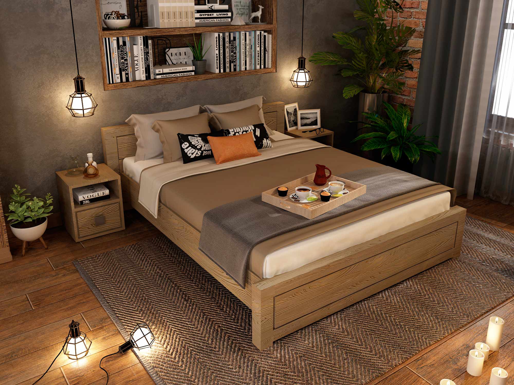 Мебель для спальни в стиле лофт Темпо